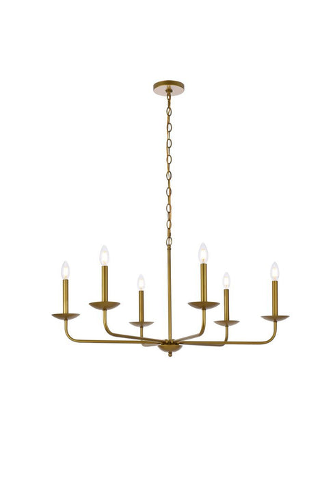 Living District 6 Light Cohen 36 Inch Pendant In Black And Brass Model: LD812D36BRK
