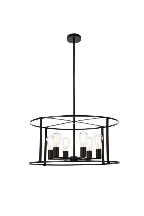 Living District Agnys 6 Light Pendant Model: LD7058D26BK