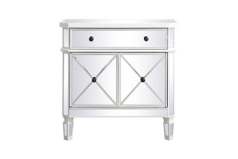 Elegant Decor Contempo 32 Inch Mirrored Cabinet In Antique White Model: MF6-1002AW