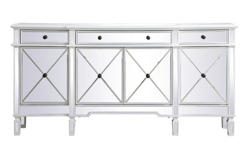 Elegant Decor Contempo 72 Inch Mirrored Credenza In Antique White Model: MF6-2111AW