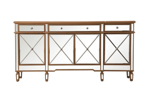 Elegant Decor Contempo 72 Inch Mirrored Credenza In Gold Model: MF6-2111GC