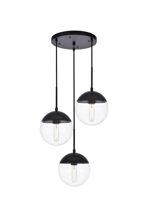 Elegant Lighting Eclipse 3 Light Pendant Model: LD6069BK