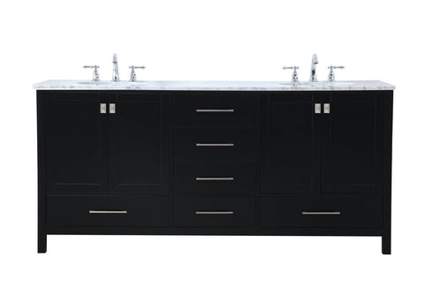 Elegant Lighting Erina 72 Inch Double Bathroom Vanity In White Model: VF18972DWH