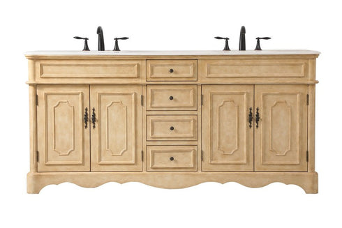 Elegant Lighting 72 Inch Double Bathroom Vanity In Teak Model: VF30472DTK