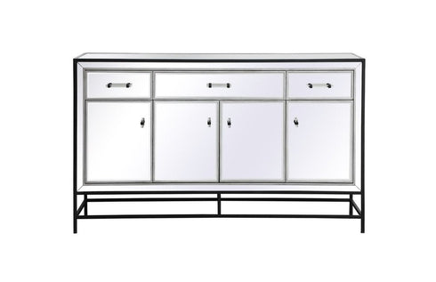 Elegant Decor James 60 In. Mirrored Credenza In Black Model: MF72060BK