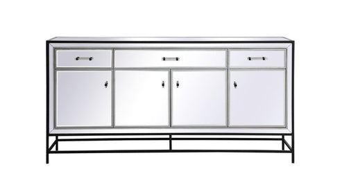Elegant Decor James 72 In. Mirrored Credenza In Black Model: MF72072BK
