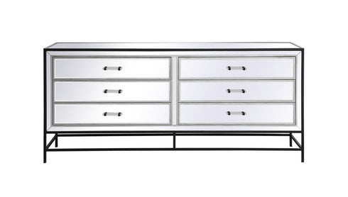 Elegant Decor James 72 In. Mirrored Six Drawer Chest In Model: MF73672BK