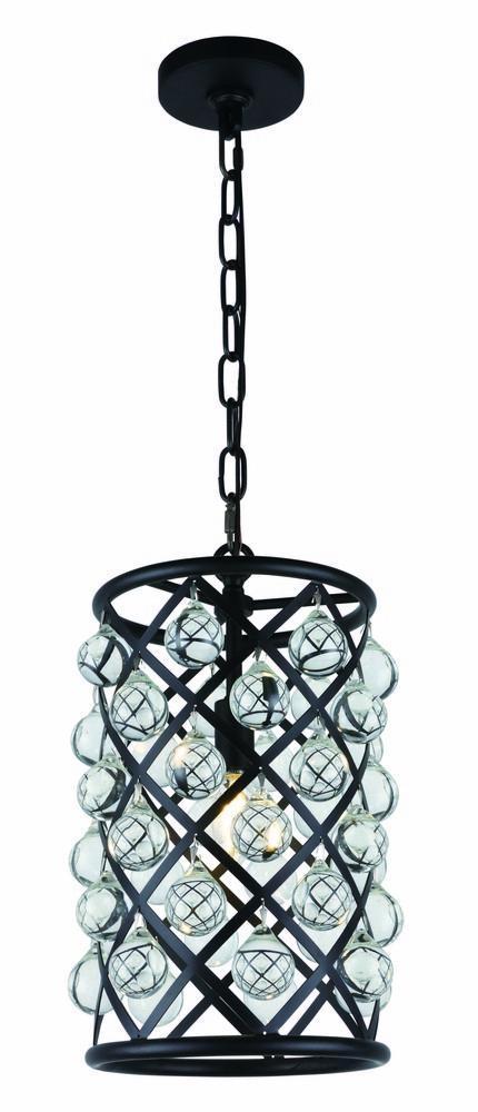 Elegant Lighting Madison 1 Light Matte Black Pendant Model: 1204D8MB/RC