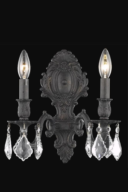 Elegant Lighting Monarch 2 Light Sconce Model: 9602W10DB/EC