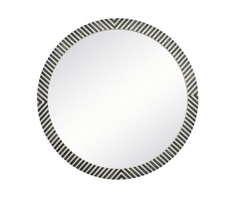 Elegant Lighting Oullette Round Mirror 24 Inch In Chevron Model: MR52424