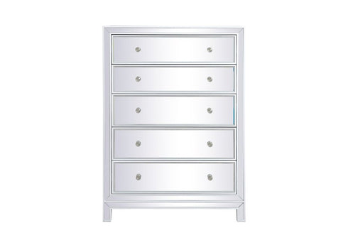 Elegant Decor Reflexion 34 Inch Mirrored Five Drawer Cabinet In Gold Model: MF72026G