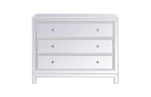 Elegant Decor Reflexion 40 Inch Mirrored Three Drawer Cabinet In Model: MF72019WH