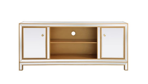 Elegant Decor Reflexion 60 In. Mirrored Tv Stand In Gold Model: MF701G