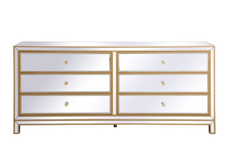 Elegant Decor Reflexion 72 In. Mirrored Six Drawer Chest In Model: MF73672G