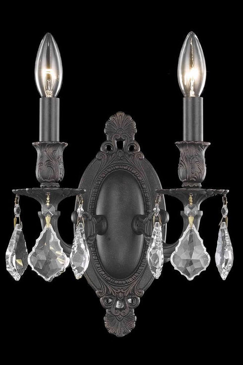 Elegant Lighting Rosalia 2 Light Sconce Model: 9202W9AB-GT/RC