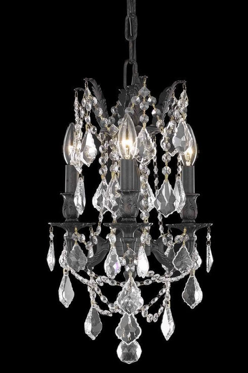 Elegant Lighting Rosalia 3 Light Pendant Model: 9203D13PW/RC