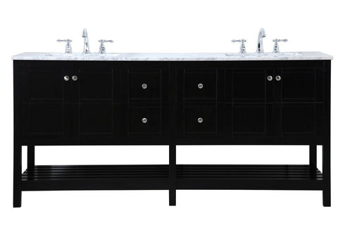 Elegant Lighting Thalen 72 Inch Double Bathroom Vanity In Blue Model: VF16572DBL