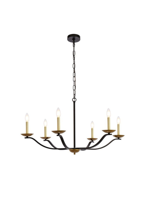 Living District Trey 6 Light Pendant Model: LD641D36BK