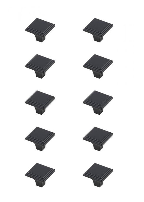 Elegant Decor Wilow 1 Inch Matte Black Square Knob Model: KB2012-MB-10PK