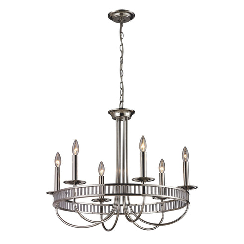 Elk 10231/6 Braxton 6 Light Chandelier In Polished Nickel