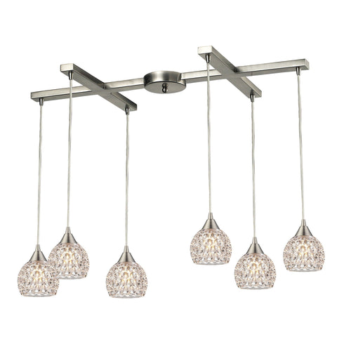 Elk 10341/6 Kersey 6 Light Pendant In Satin Nickel