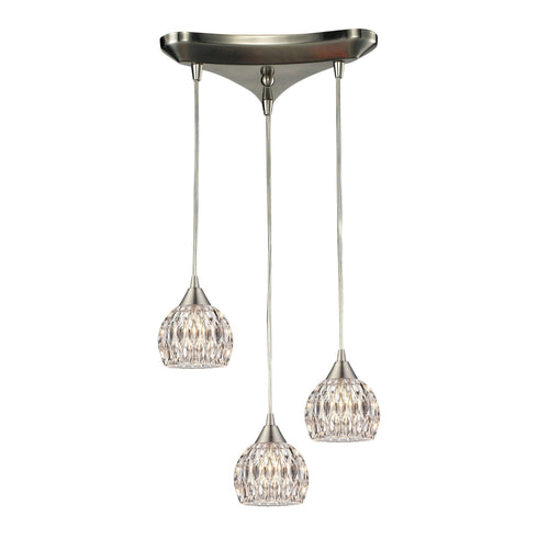 Elk 10342/3 Kersey 3 Light Pendant In Satin Nickel