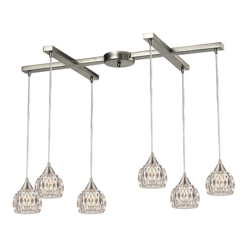 Elk 10342/6 Kersey 6 Light Pendant In Satin Nickel