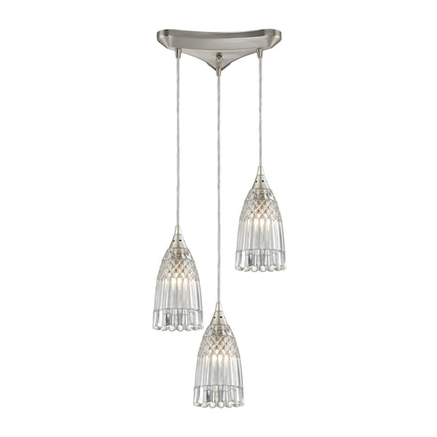 Elk 10458/3 Kersey 3 Light Pendant In Satin Nickel