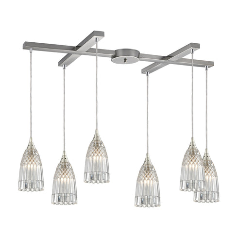 Elk 10458/6 Kersey 6 Light Pendant In Satin Nickel
