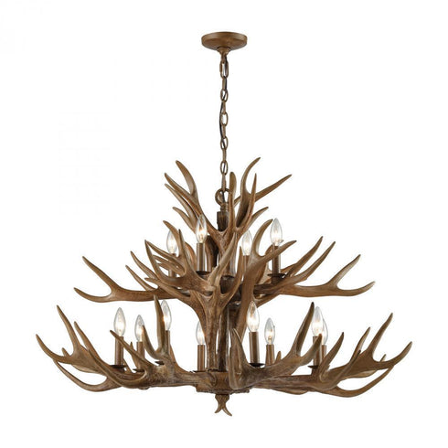 Elk 12 Light Chandelier In Wood Brown Model: 16317/8+4