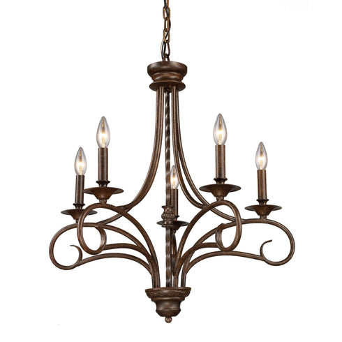 Elk 15042/5 Gloucester 5 Light Chandelier In Weathered Bronze