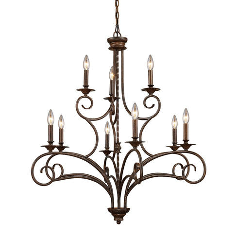 Elk 15043/6+3 Gloucester 9 Light Chandelier In Weathered Bronze