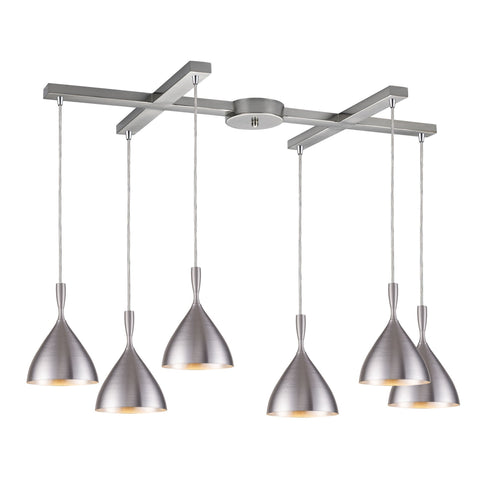Elk 17042/6ALM Spun Aluminum 6 Light Pendant In Aluminum