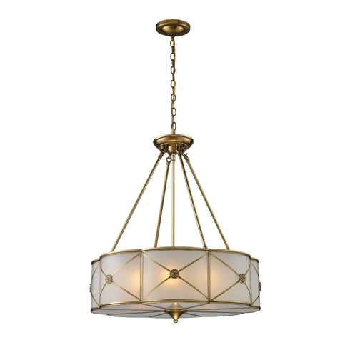 Elk 22001/6 Preston 6 Light Pendant In Brushed Brass