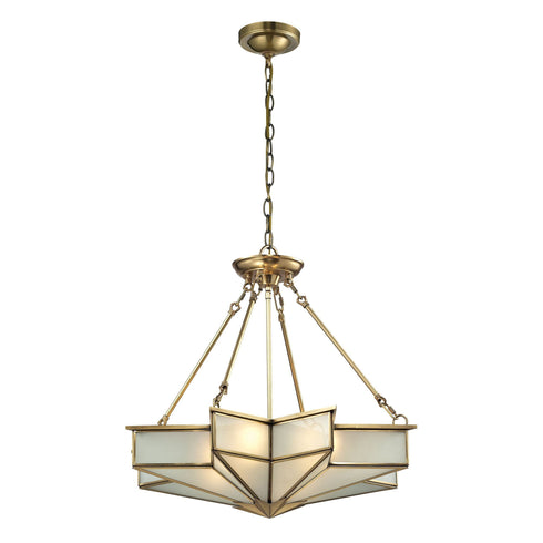 Elk 22012/4 Decostar 4 Light Pendant In Brushed Brass
