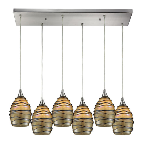 Elk 31142/6RC Vines 6 Light Pendant In Satin Nickel