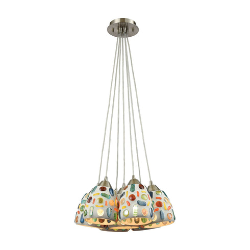 Elk 542-7SR Gemstones 7 Light Pendant In Satin Nickel