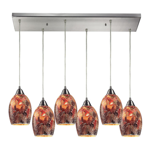 Elk Avalon 6 Light Rectangular Pendant Fixture In Model: 73031-6RC