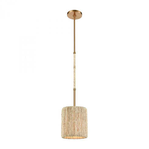 Elk Abaca 1 Light Mini Pendant In Satin Brass Model: 32411/1