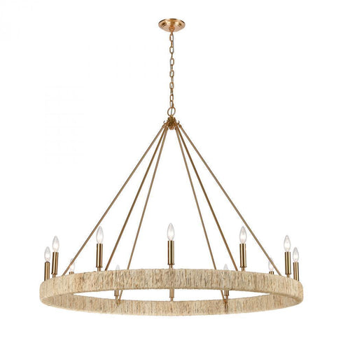 Elk Abaca 12 Light Chandelier In Satin Brass Model: 32417/12