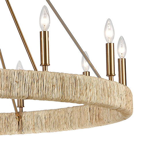 Elk Abaca 12 Light Chandelier In Satin Brass Model: 32417/12