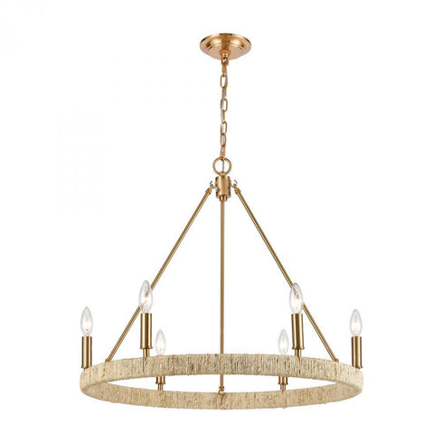 Elk Abaca 6 Light Chandelier In Satin Brass Model: 32415/6