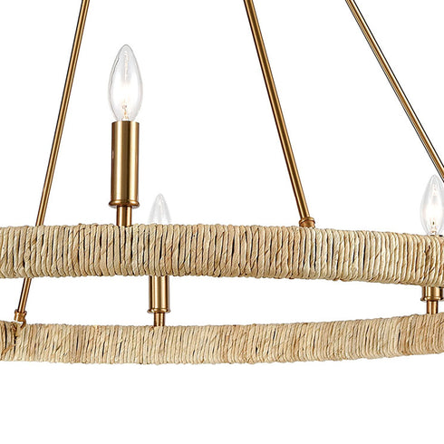 Elk Abaca 8 Light Chandelier In Satin Brass Model: 32416/8