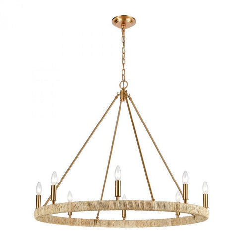 Elk Abaca 8 Light Chandelier In Satin Brass Model: 32416/8