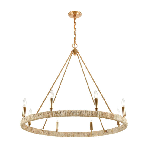 Elk Abaca 8 Light Chandelier In Satin Brass Model: 32416/8