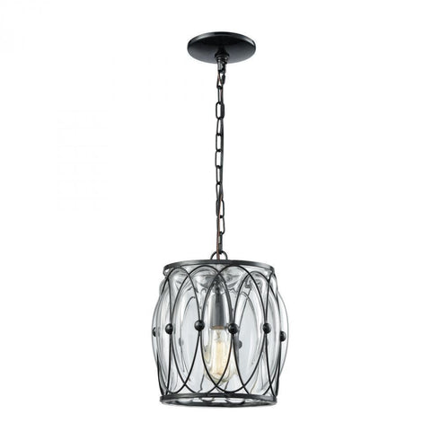 Elk Adriano 1 Light Mini Pendant In Gloss Black Model: 14520/1