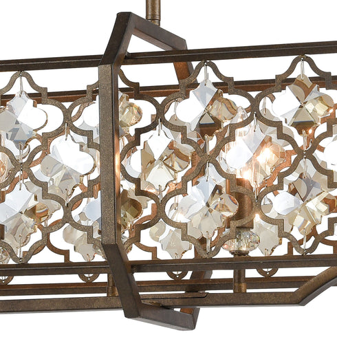 Elk Armand 8 Light Linear Chandelier In Weathered Model: 31099/8