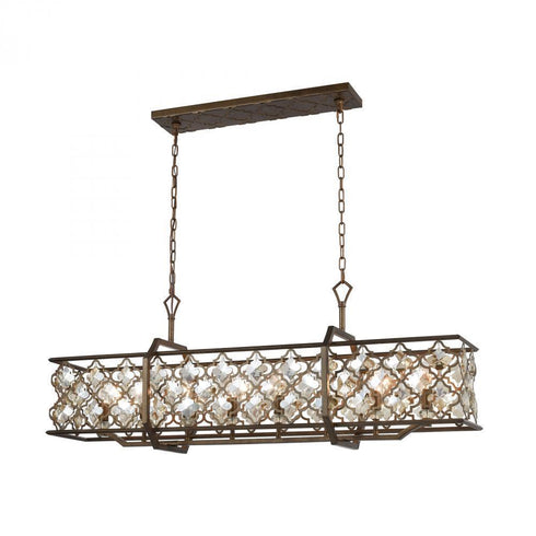 Elk Armand 8 Light Linear Chandelier In Weathered Model: 31099/8
