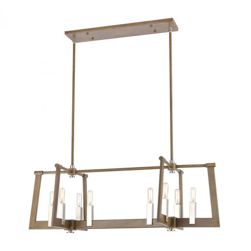 Elk Axis 8 Light Linear Chandelier In Light Wood Model: 55055/8