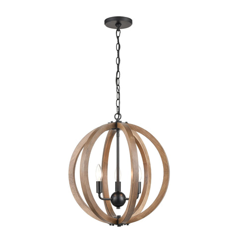 Elk Barrow 3 Light Chandelier In Birchwood And Model: 81405/3